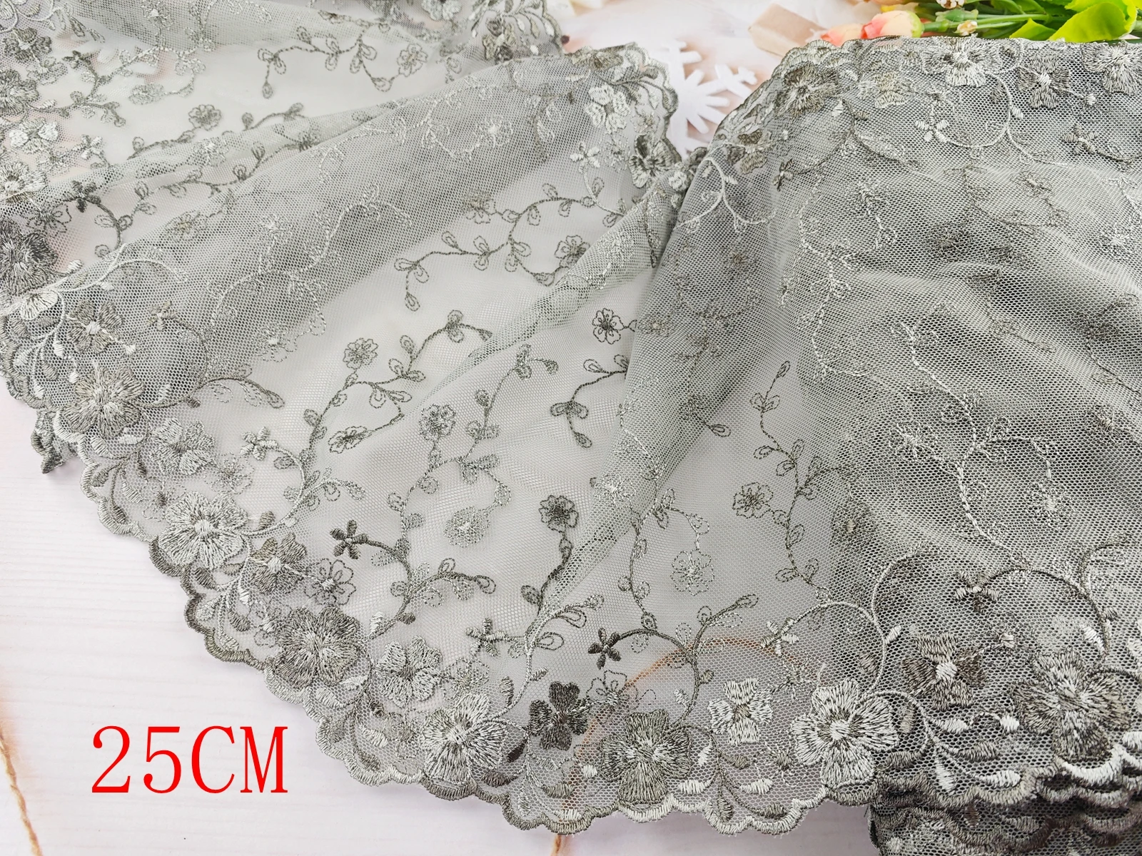 Wholesale Lot 1 Yards Delicate Embroidered flower Pink/Purple/Red/White/Black tulle lace trim DIY/sewing/Wedding Lace AC1