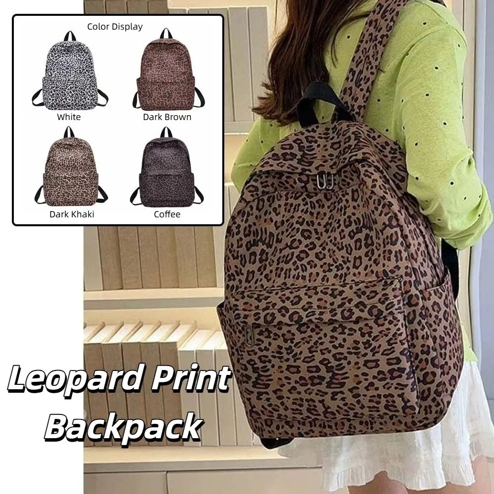 

Нейлоновый рюкзак с леопардовым принтом, ретро-рюкзак для студентов, школьная сумка с фиксированными ремнями, защита от царапин, вместительный рюкзак на каждый день