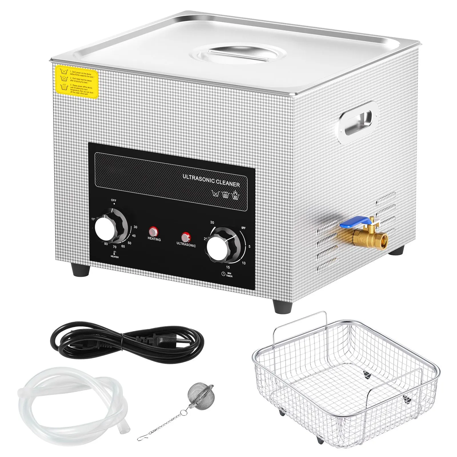 15L Ultrasonic Cleaner with Heater Timer & Basket, Professional Digital Sonic Cavitation Machine, 360W Cleaning Machine for Lab