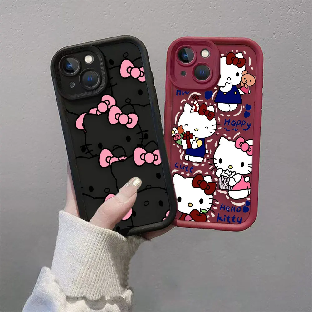 Nette Katze Hallo K-Kitty Telefon Fall Für MOTO G9 G22 G24 G32 G34 G35 G52 G53 G54 G60 G75 G84 G85 E22 E32 E40 EDGE 40 50 60E Fall