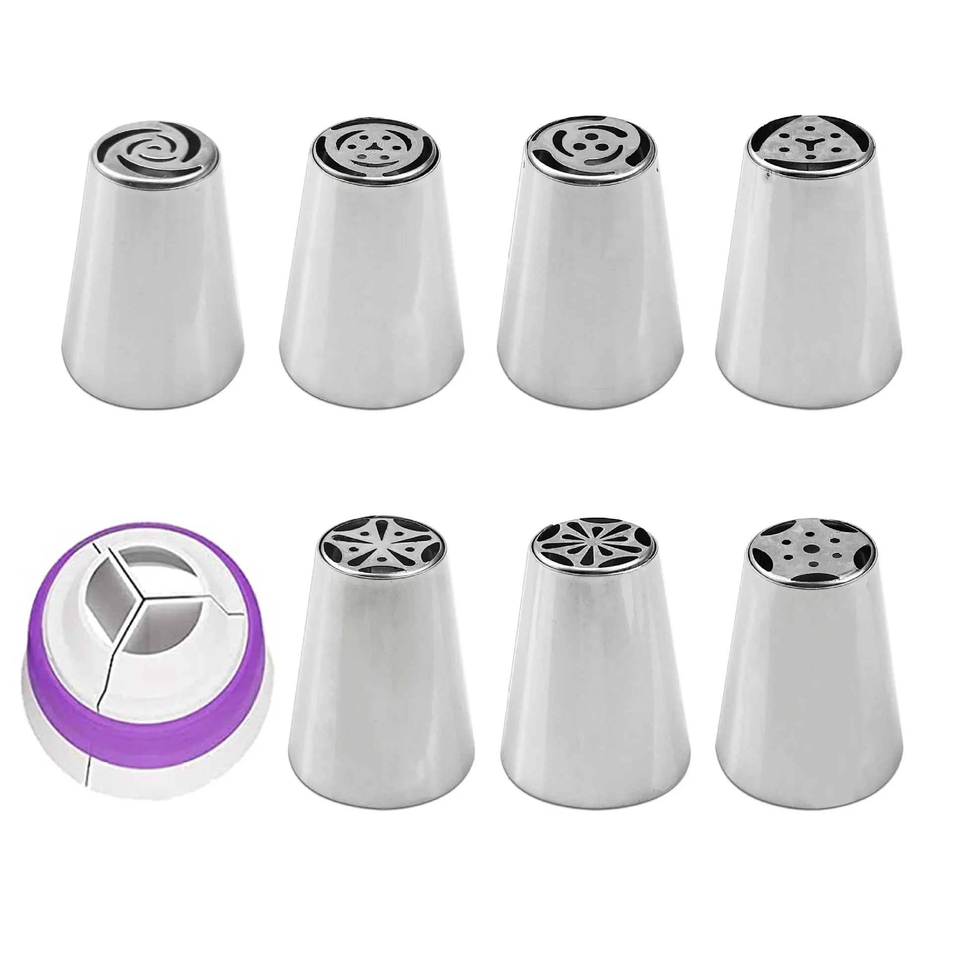 8 Set Russian Tulip Icing Piping Nozzles Stainless Steel Flower Cream Pastry Tips Nozzles Bag Cupcake Cake Decorating Tools