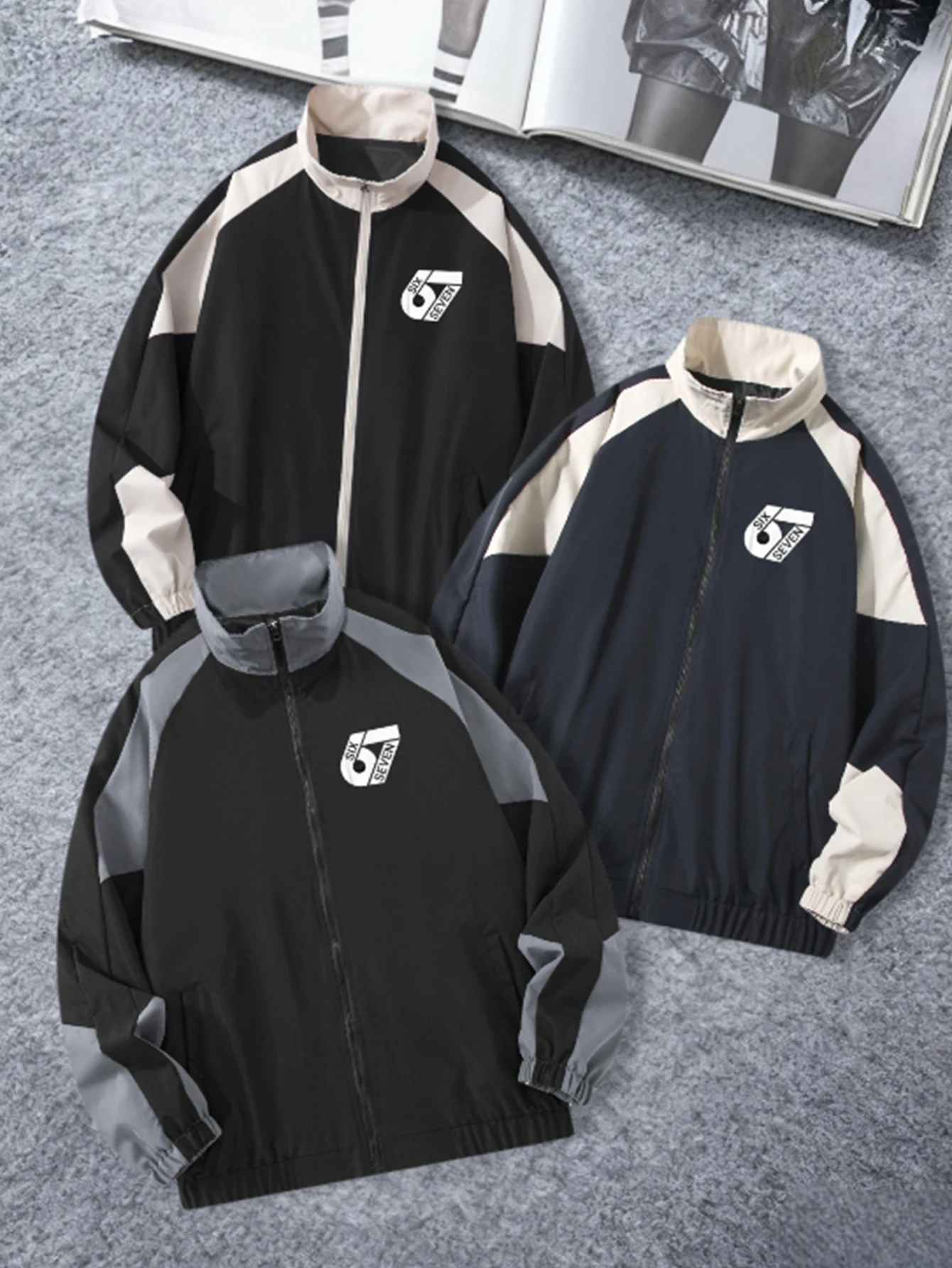 

Весенне-осенняя мужская куртка в студенческом стиле на молнии с воротником-стойкой, персонализированная повседневная повседневная и спортивная одежда, одинаковая версия для пар