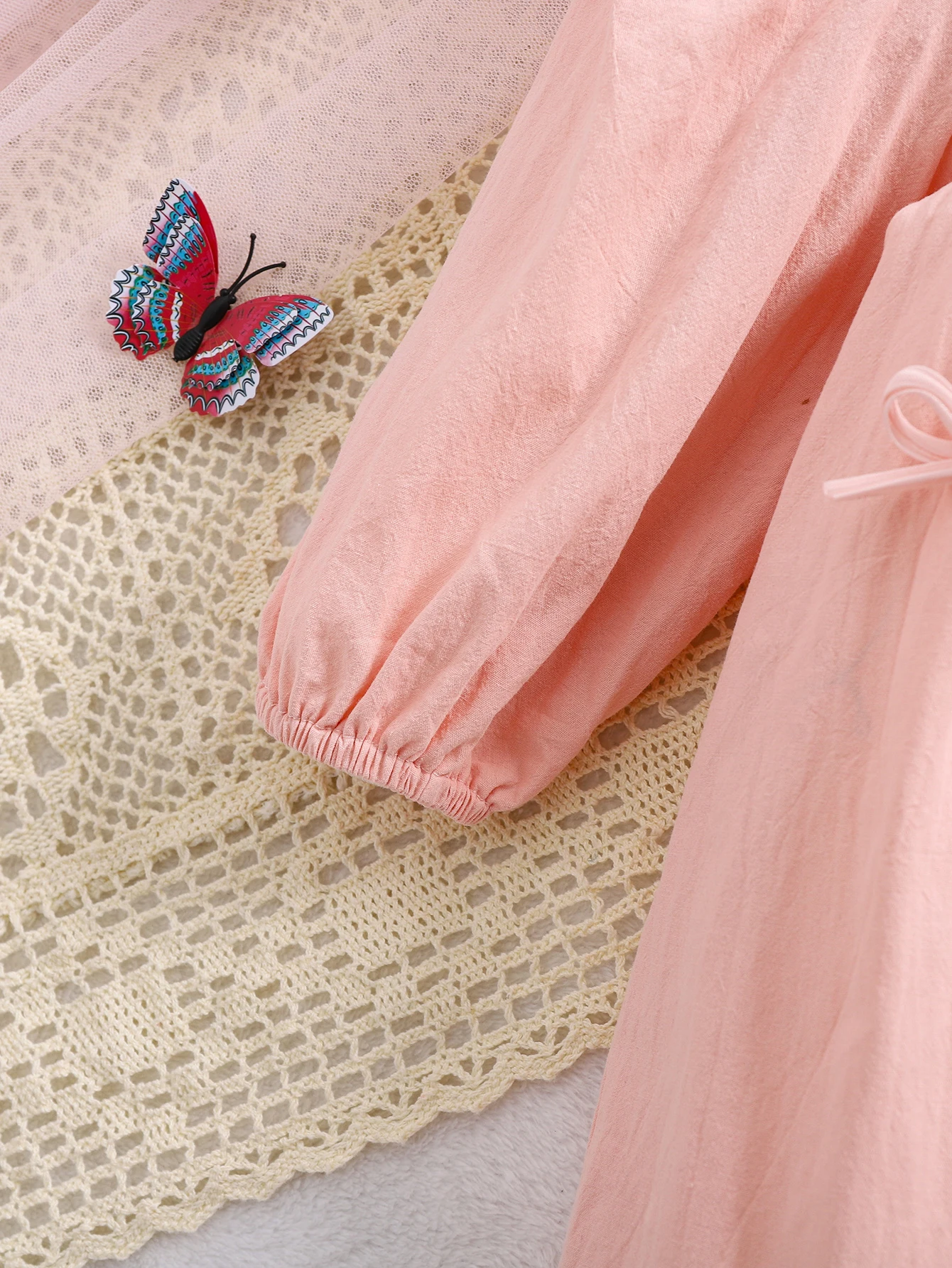 Spring and fall girls long sleeve dress with bow lapel sweet waist skirt