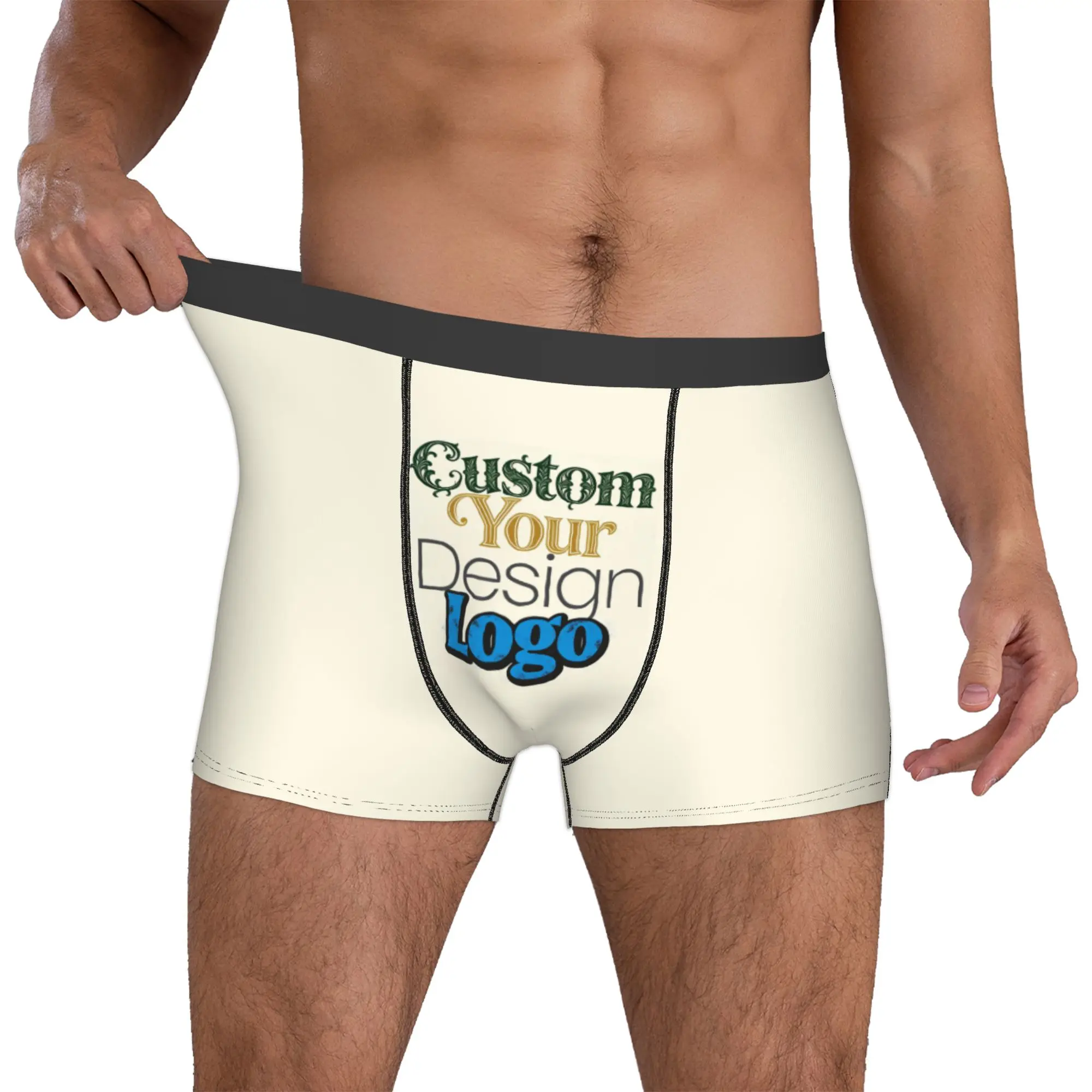 Custom Customized   Your Design Logo Underwear Male Printed Photo Name Printed Boxer Shorts Panties Briefs Soft Underpants