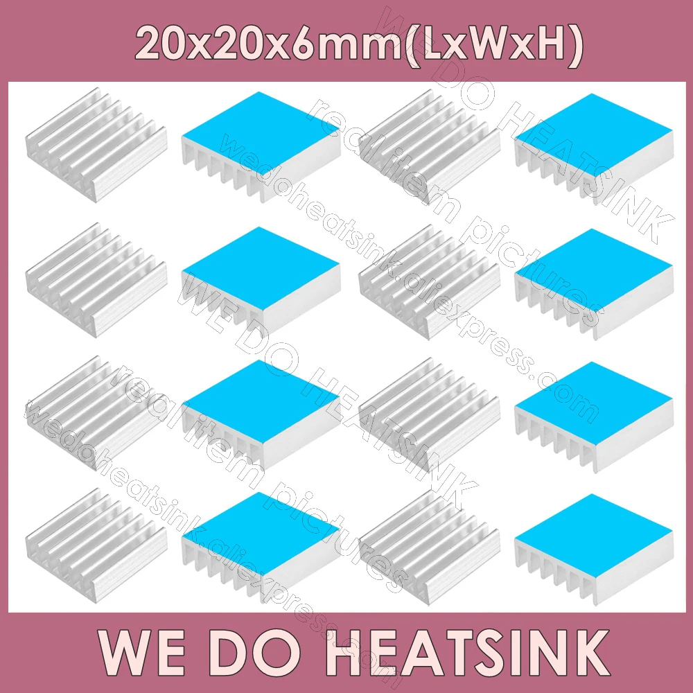 WE DO HEATSINK 20x20x6mm Without or With Thermal Tapes Silver Heatsink Aluminum Cooler Radiator Cooling For IC Chipset