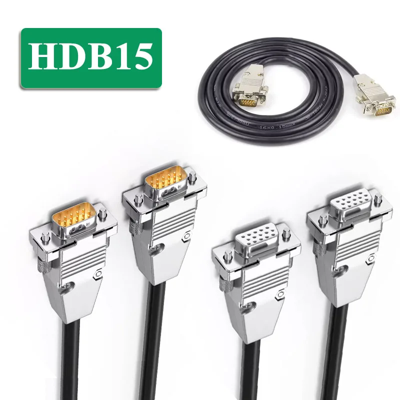 26AWG HDB15 Male to Female Extension Line Metal 3 Row 15 Pin Data Cable HDB15 Connection Wire for CNC Machine Tool Communication