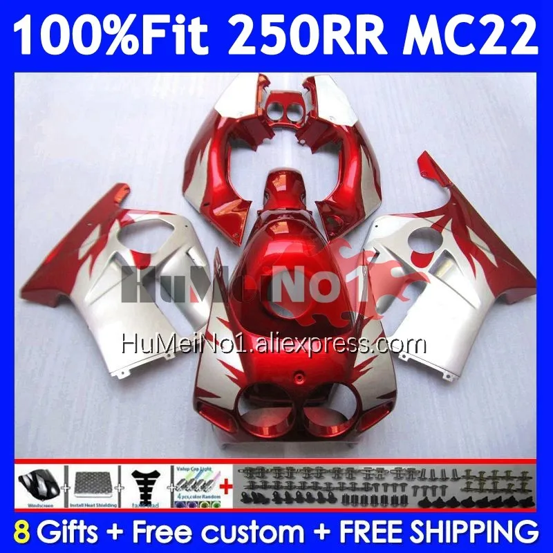 Injection For HONDA CBR 250RR CBR250RR 90 91 92 93 Red silvery 94 18No.1 MC22 CBR250 RR 1995 1996 1997 1998 1999 OEM Fairings