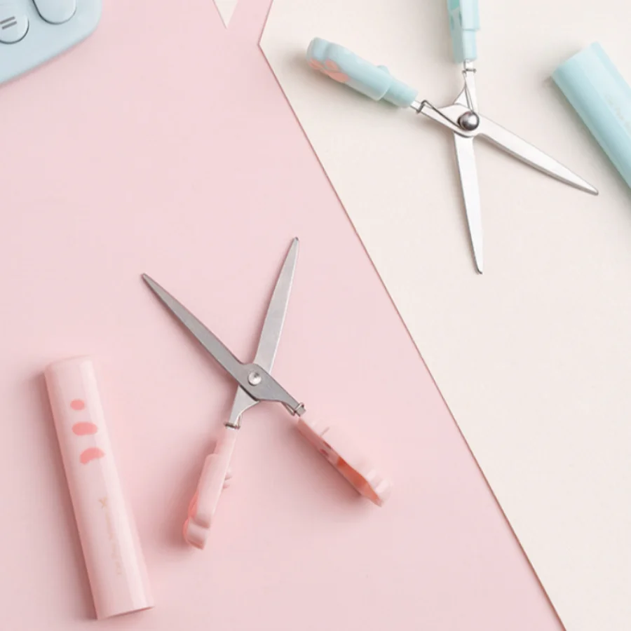 1PC Cute Cat Claw Portable Scissors, Creative Pen Ledger Tools, Gradient Stationery Scissors