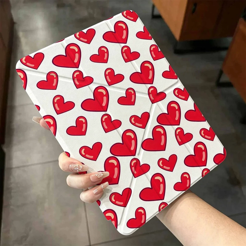 Trending Glossy Hearts For IPad Mini Air Pro 13 12.9 11 10.9 10.5 10.2 9.7 8.3 7.9 inch 5 6 7 8 th Pen Slot Tablet Case