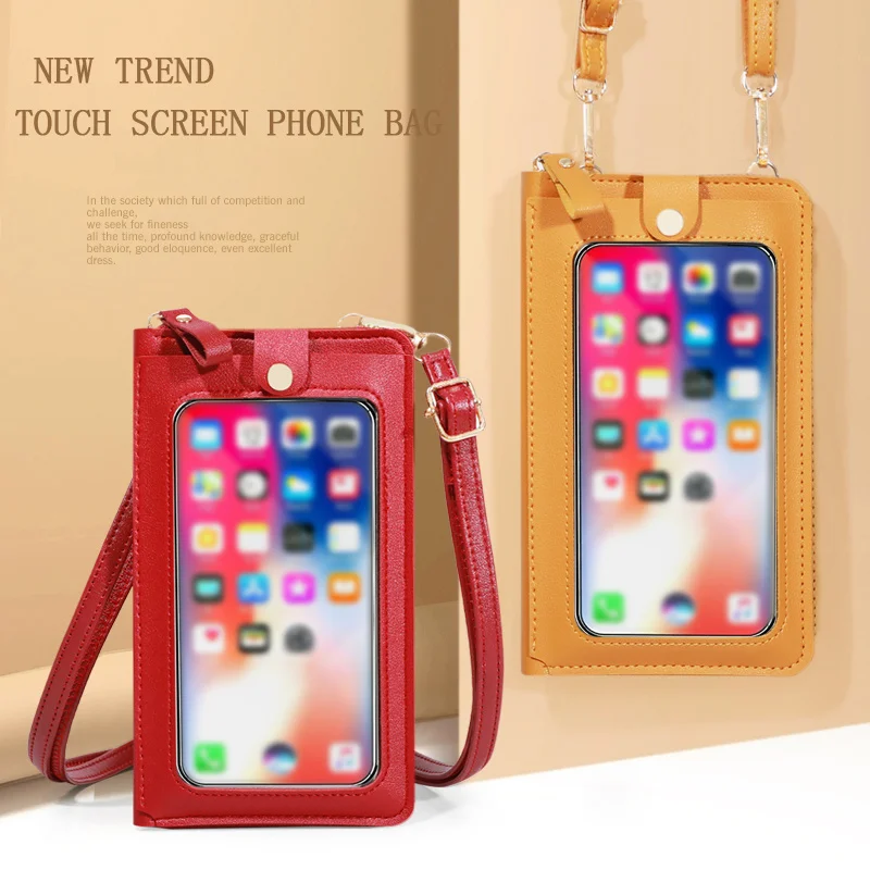 Touchable screen mobile phone bag for women's fashionable diagonal strap shoulder bag, zippered wallet, mobile phone bag