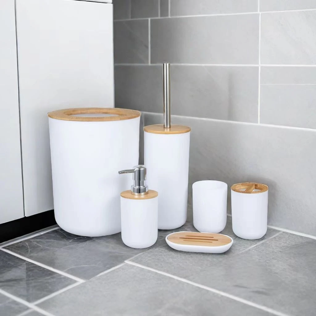 Simple Matte Bathroom Accessories Set, Washbasin Storage and Decoration Items, Complete Bathroom Storage Set of Six Pieces