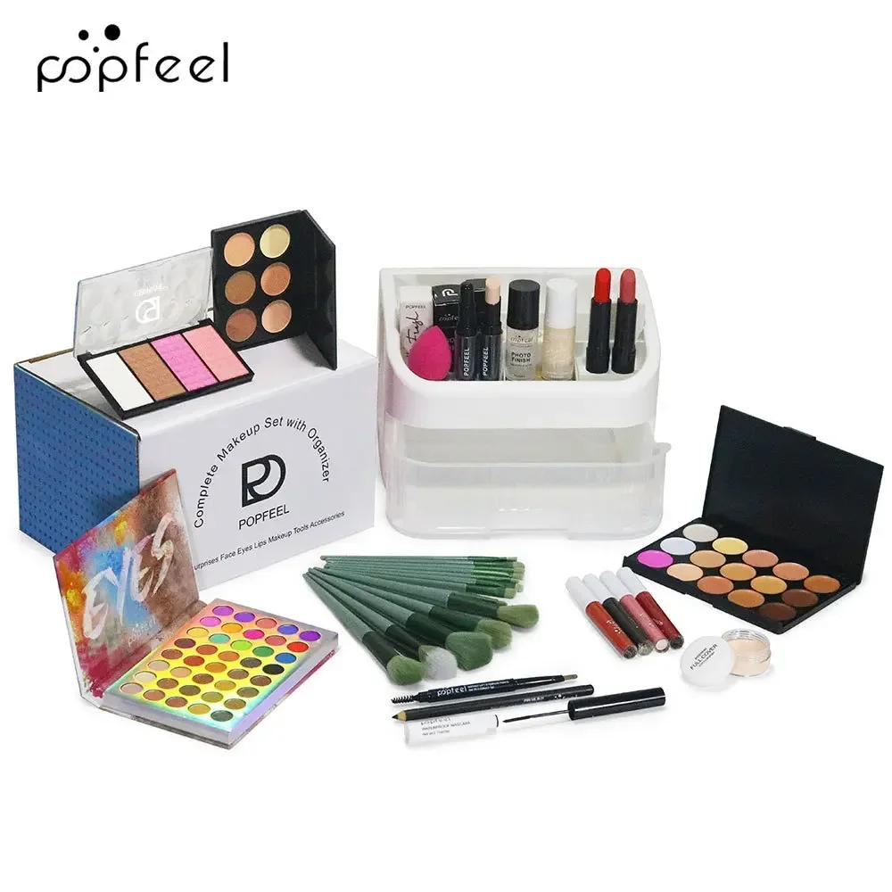 Best-Selling Popfeel Makeup Kit Full Set All in One Lipstick lip Gloss Mascara Concealer Brush Luxe Sets Gifts Women Cosmetics