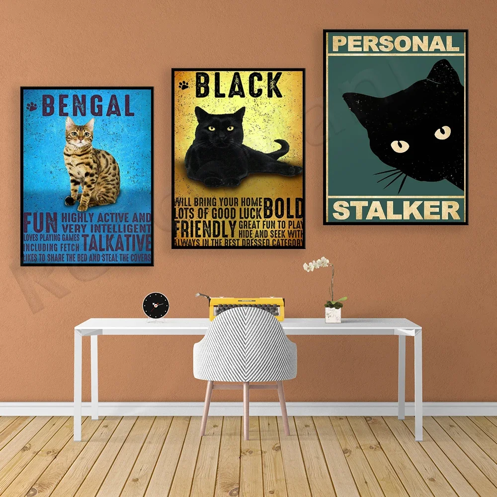 personal bet poster, bengal cat knowledge, black cat knowledge, black cat signboard, bengal cat logo, gift for cat lovers