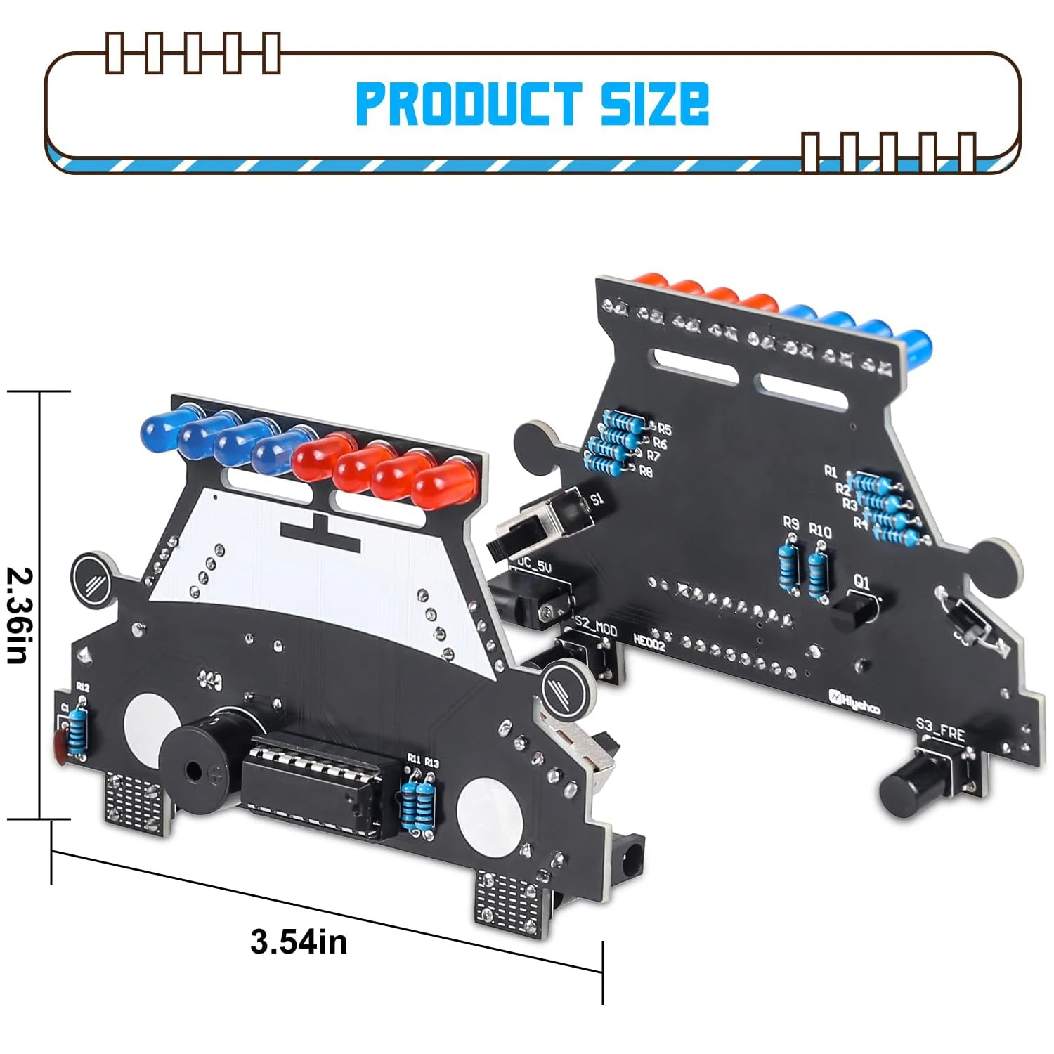 Soldering Practice kit DIY Electronic Car Kit Welding Project with 8 Red Blue LED 2 Flashing Speeds with Simulated Siren Sound