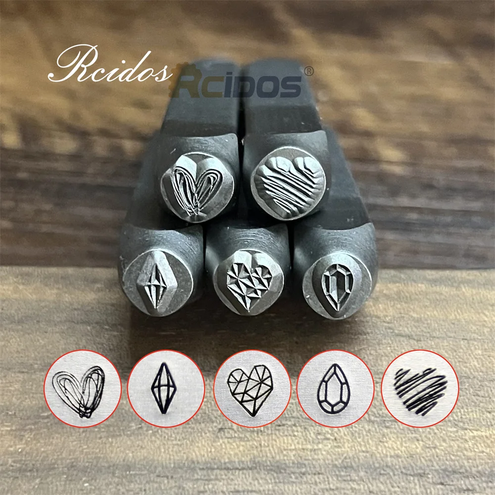 RCIDOS 6MM Cursive script Heart  Pendant  Design Metal Jewelry Stamps,DIY Bracelet/jewelry symbols steel stamp,1pcs price