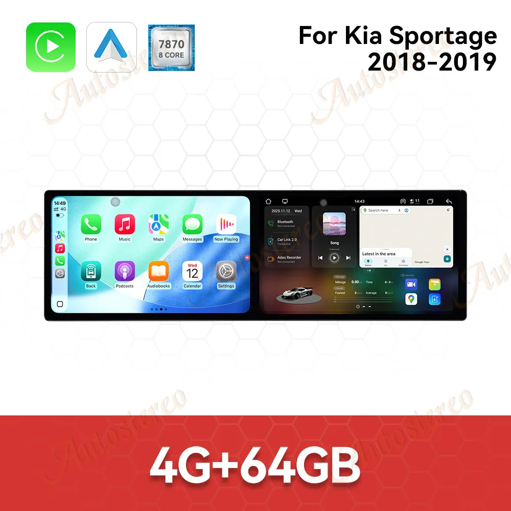 Dual Screen 10.1 Car Accessories Radio For Kia Sportage 2018-2019 Android Auto GPS Navigation Multimedia Stereo Receiver Head