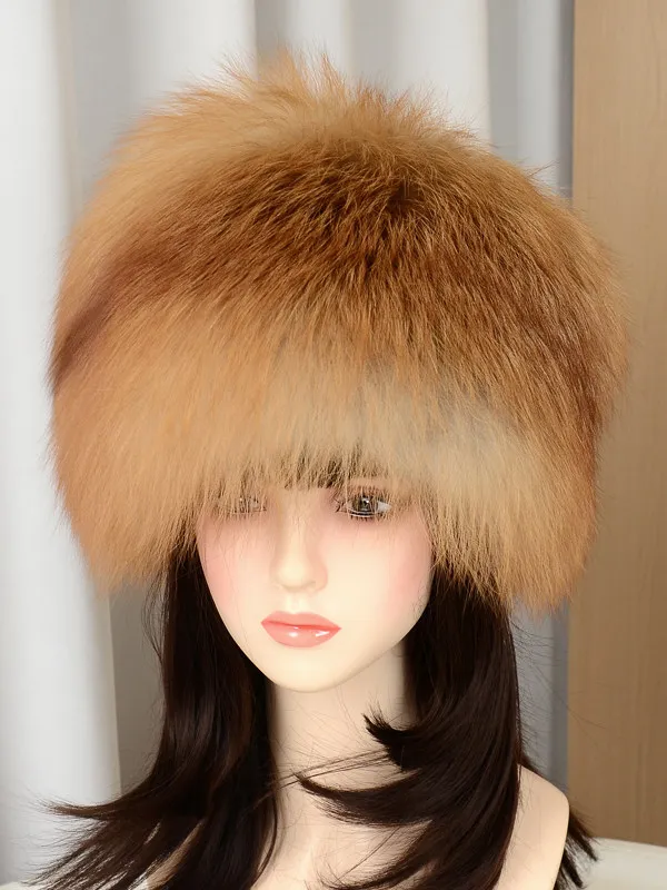 Thick Real Fox Fur Winter Hat Unisex  Warm Windproof Ear Protection Whole Skin Real Fur Headwear Cap Cold Resistance