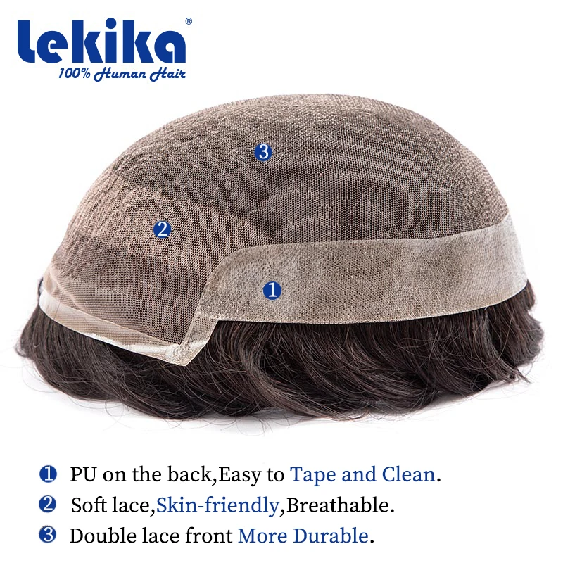 جديد OCT الشعر المستعار رقيقة جدا نسج على شكل شعر إنسان لينة بولي PU شعر مستعار للرجال الدانتيل الباروكات خصلات الشعر المستعار الإنسان مريحة الذكور الشعر الاصطناعية 6 ''وحدة #2