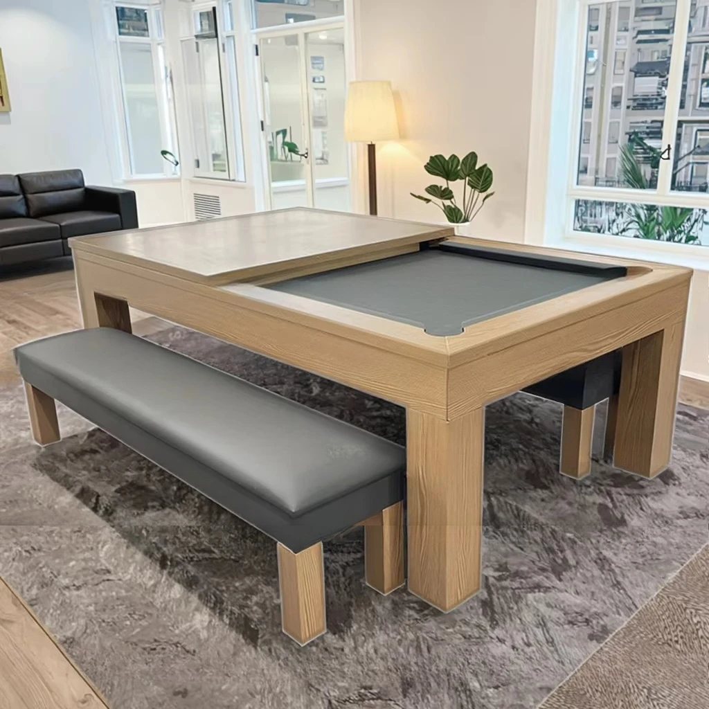 2025 Factory Custom Luxury Billiards Table 8ft 9ft Pool Table Oak Modern 3 in 1 Dinning Top and Tennis Top for Modern Home