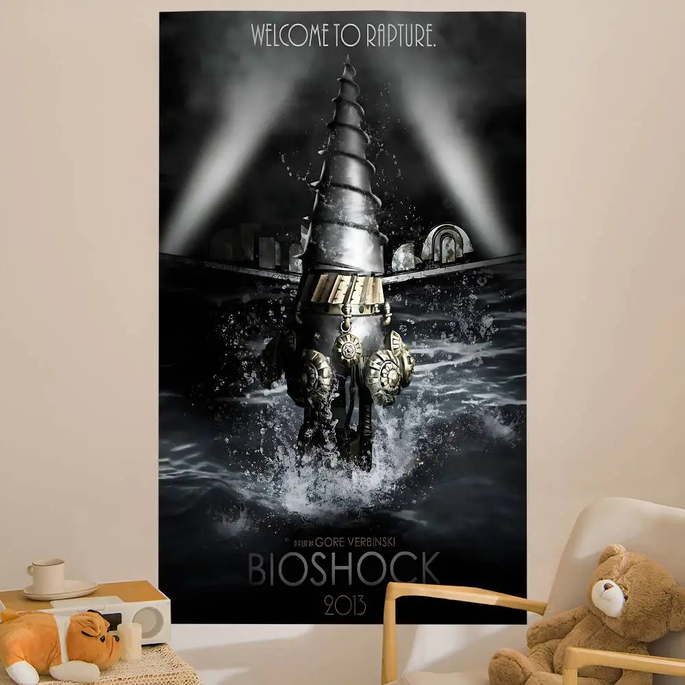 Retro B-Bioshock R-Rapture Game Printed Large Wall Tapestry Cheap Hippie Wall Hanging Bohemian Wall Tapestries Mandala Decor