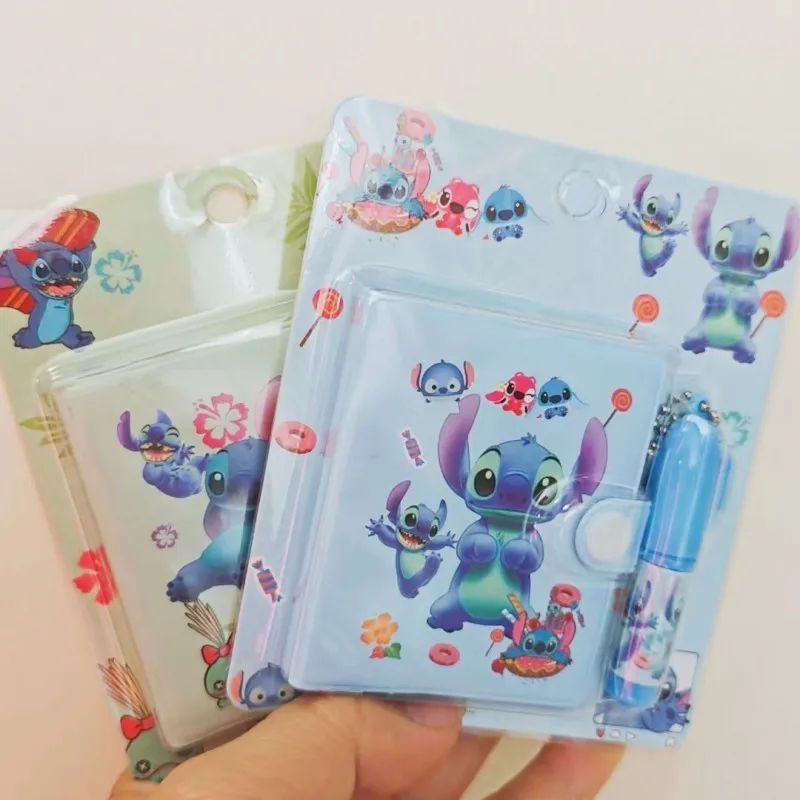 Disney Anime Stitch Notebook With Pen Kawaii Lilo & Stitch Portable Notepad Mini Notebook Set Cartoon Children Stationery