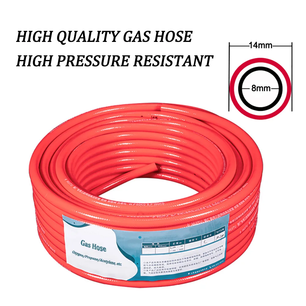 14 mm / 8 mm diameter zuurstofbuis hogedruk slijtvaste LPG-gasslang explosieveilige propaanacetyleenslang voor gassnijden