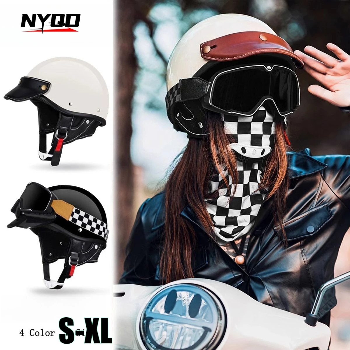 

All Seasons Retro Vintage Motorcycle Helmet Scooter Half Helmet Cruiser Prince Motorcycle Helmet