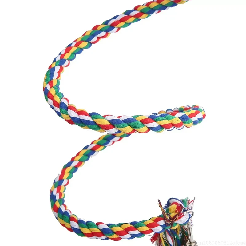 Bird Toy Spiral Cotton Rope Chewing Bar Parrot Swing Climbing Standing Toys with Bell Bird Supplies Parrots Climbing Swing Toys