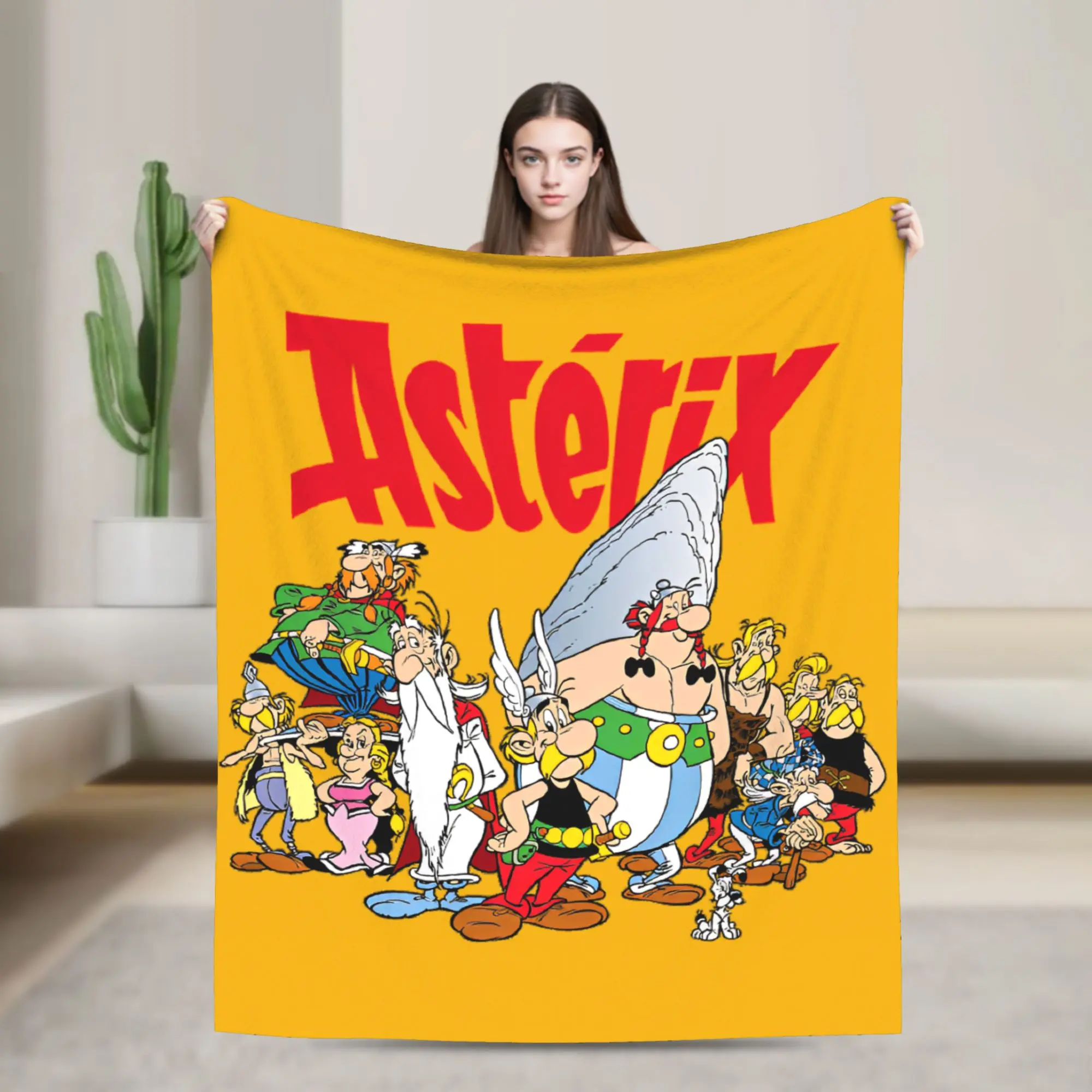 بطانيات أستريكس وأوبيليكس من الصوف المرجاني مطبوعة متعددة الوظائف بطانيات رمي ناعمة للأريكة والسفر لحاف رقيق من القطيفة #1