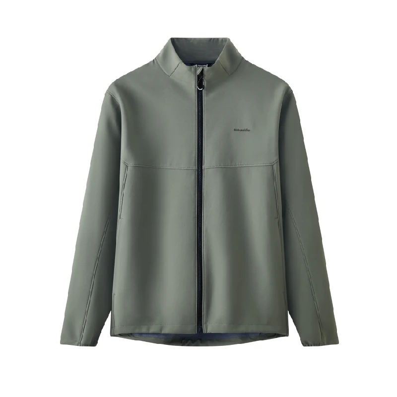 Naturehike herenjas van zachtshell met fleecevoering, nieuwe model met opstaande kraag, winddicht, waterafstotend, gemaakt van polyester, geschikt voor wandelen en dagelijks gebruik.