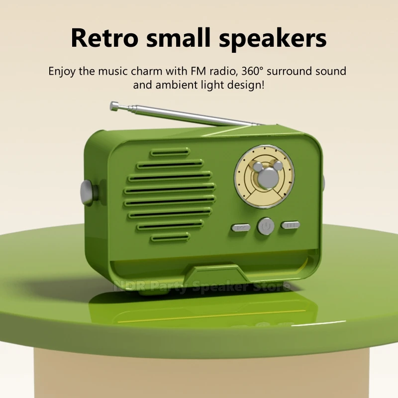 Wireless Bluetooth Heavy Bass Speaker Stereo Sound Mini Woofer Speaker USB TF Card Mini Outdoor Portable Retro Speaker FM Radio