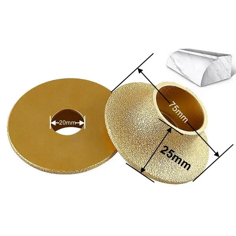 1PC Dia 3Inch 75mm Diamond Grinding Wheel French Edge Abrasive Brazing Grinding Disc for Stone Marble Ceramic Grinding Sheet