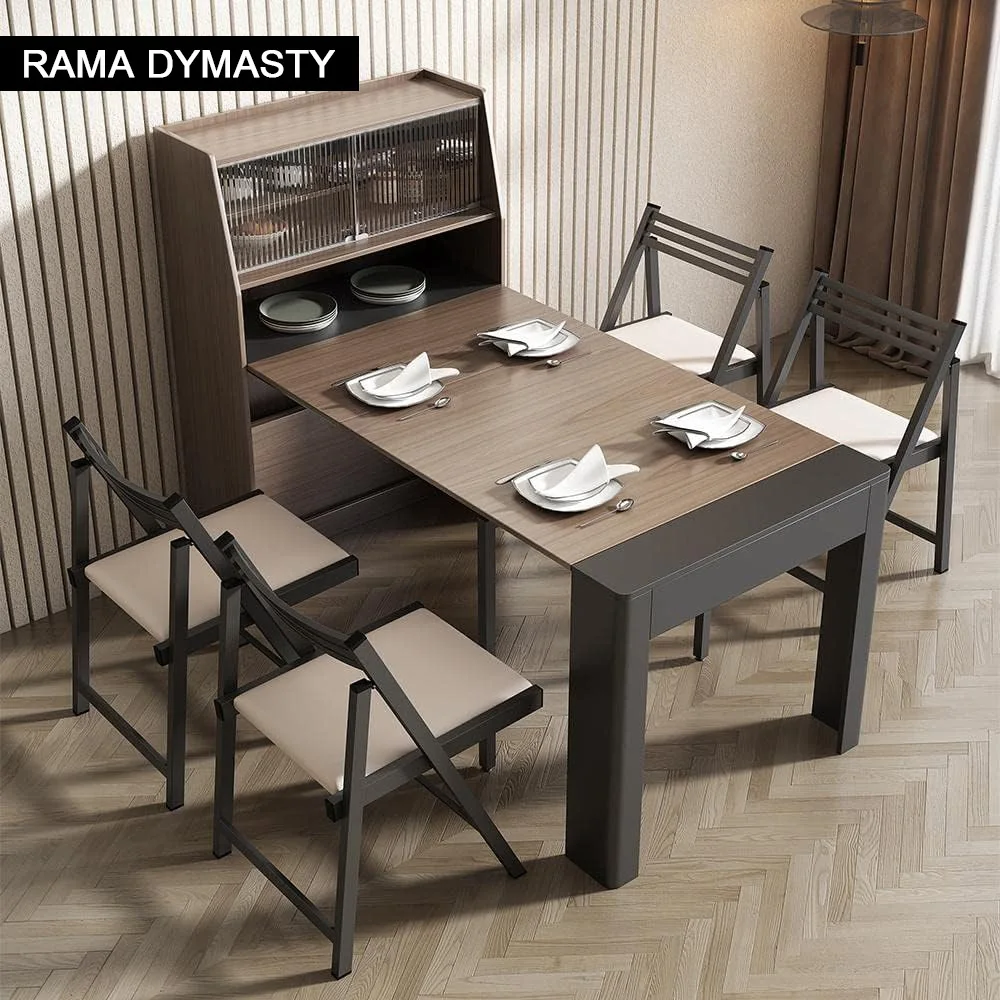 Multifunctional Dining Table Expandable Dining Table Storage Space Saving Rectangular Dining Table