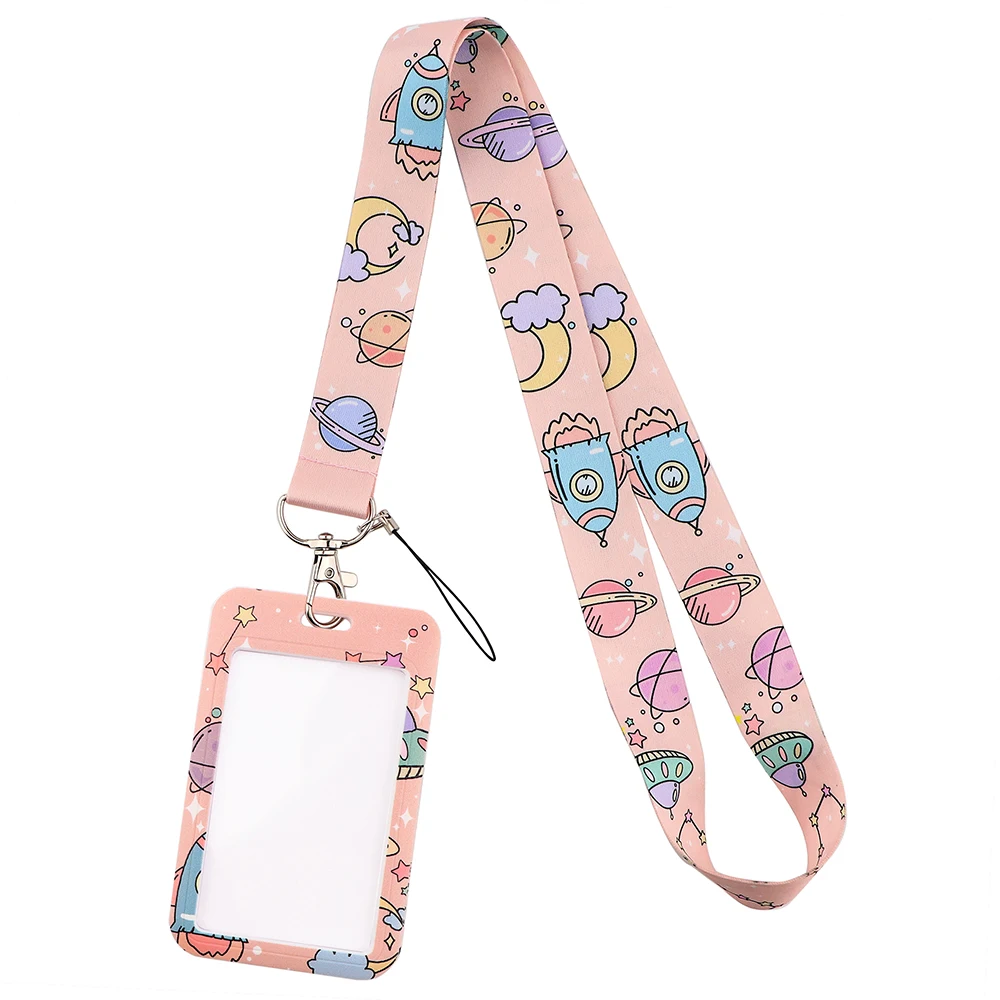 Cartoon Planet Neck Strap Lanyard for Keys Keychain Badge Holder ID Credit Card Pass Rope Lariat Mobile Phone Charm Accessories