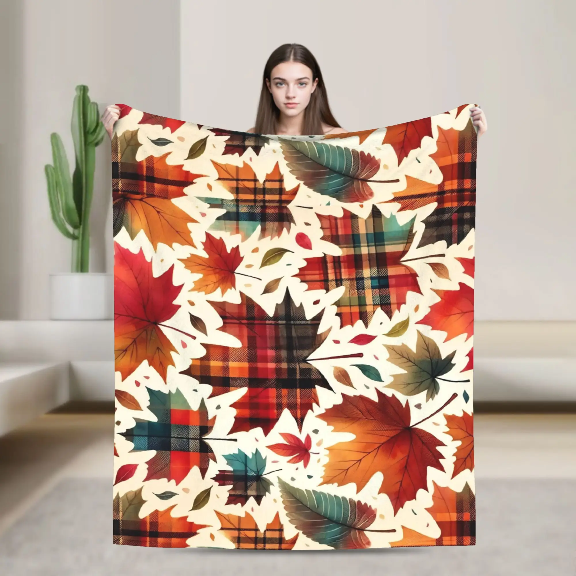 Maple Fallen Leaves Blanket  Flannel Throw Blanket Bedding Couch Portable Soft Warm Bedspread