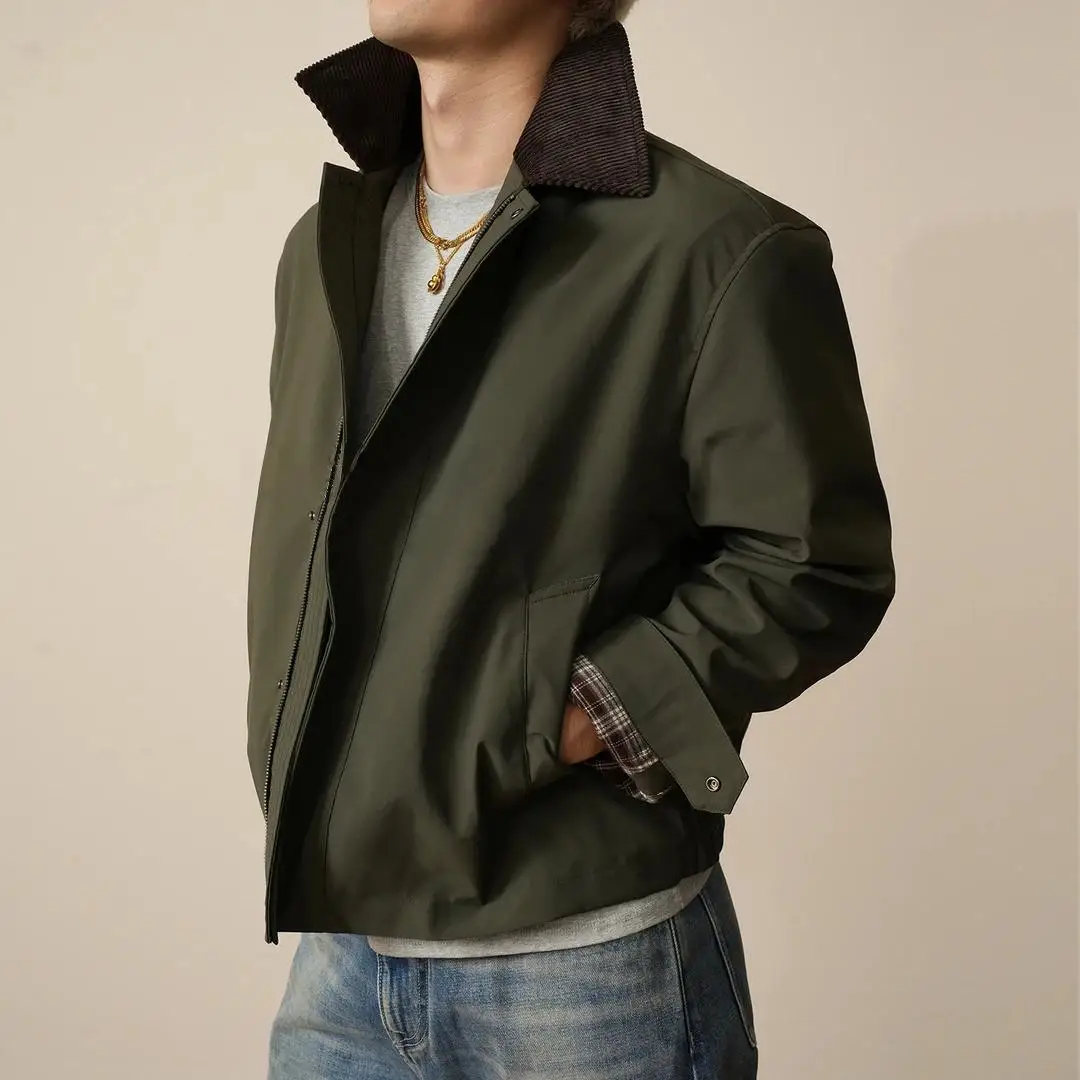 

ZONJVNV s Barn Sle Workwear Jaet Vintage Faded Autumn Winter New Men's Long Sve Zipper Closure Stand Collar Coat