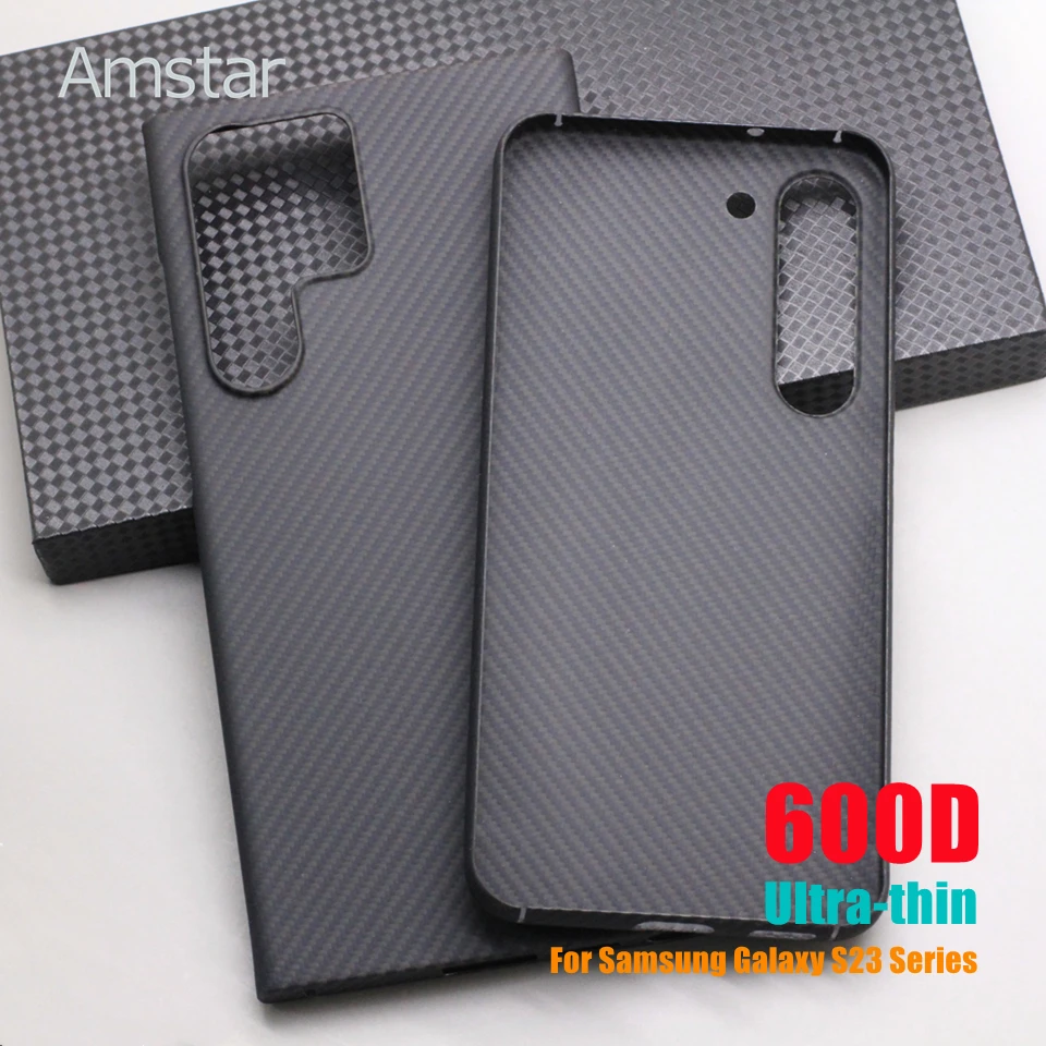 Amstar 600D Super-thin Carbon Fiber Phone Case for Samsung Galaxy S23 Plus Ultra Premium Aramid Fiber Galaxy S23 Series Cases