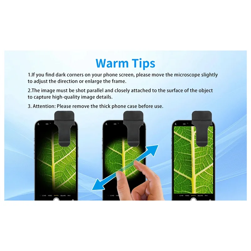 

Объектив микроскопа для телефона B48A 200X, светодиодная/УФ-подсветка и фильтр CPL, универсальный зажим для телефона, карманный научный инструмент (HD-зум)