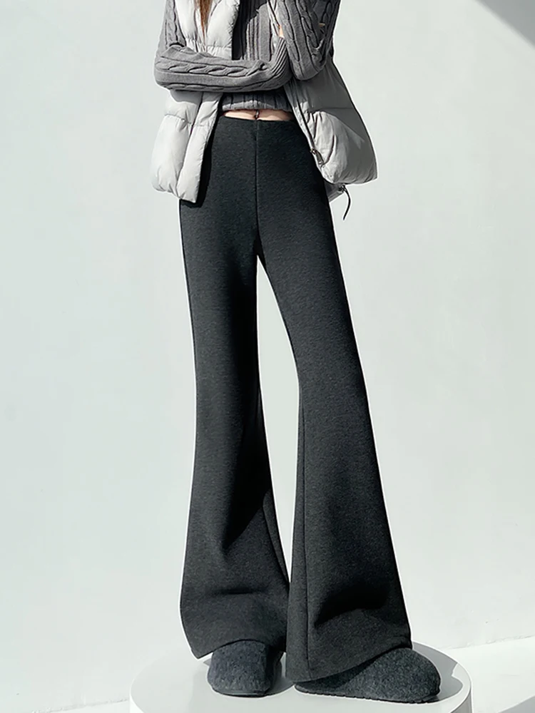 Pantaloni Invernali Lavorati a Maglia a Vita Alta Thiened Fce, Pantaloni Caldi da Donna, Vestibilità Comoda, Pantaloni a Zampa, Sensazione Casual