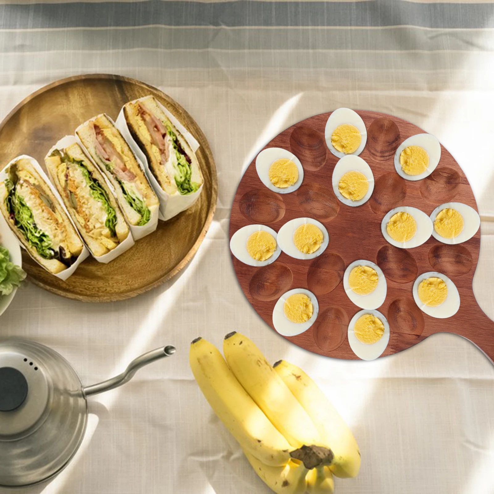 

Divided Plate Deviled Tray Platter Container Dish Serving Eggs Wood Safe Material Use Polishing Rounded Smooth Secure