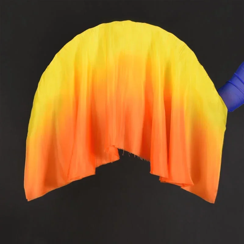 Double Side Fan Veil 100% Silk Fire Flame Art Worship Belly Dance Fan Pair Stage Performance Props Adults Customized Color