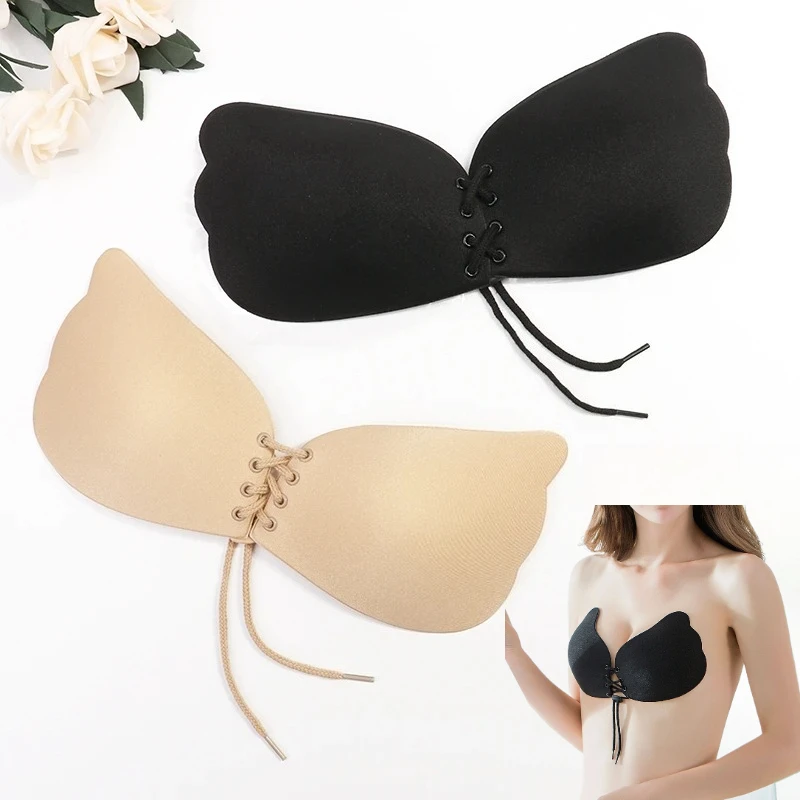 Sujetador adhesivo sin costuras para mujer, sujetador push-up sin tirantes, lencería sexy, adhesivo invisible de silicona para el pecho, talla grande ﻿
