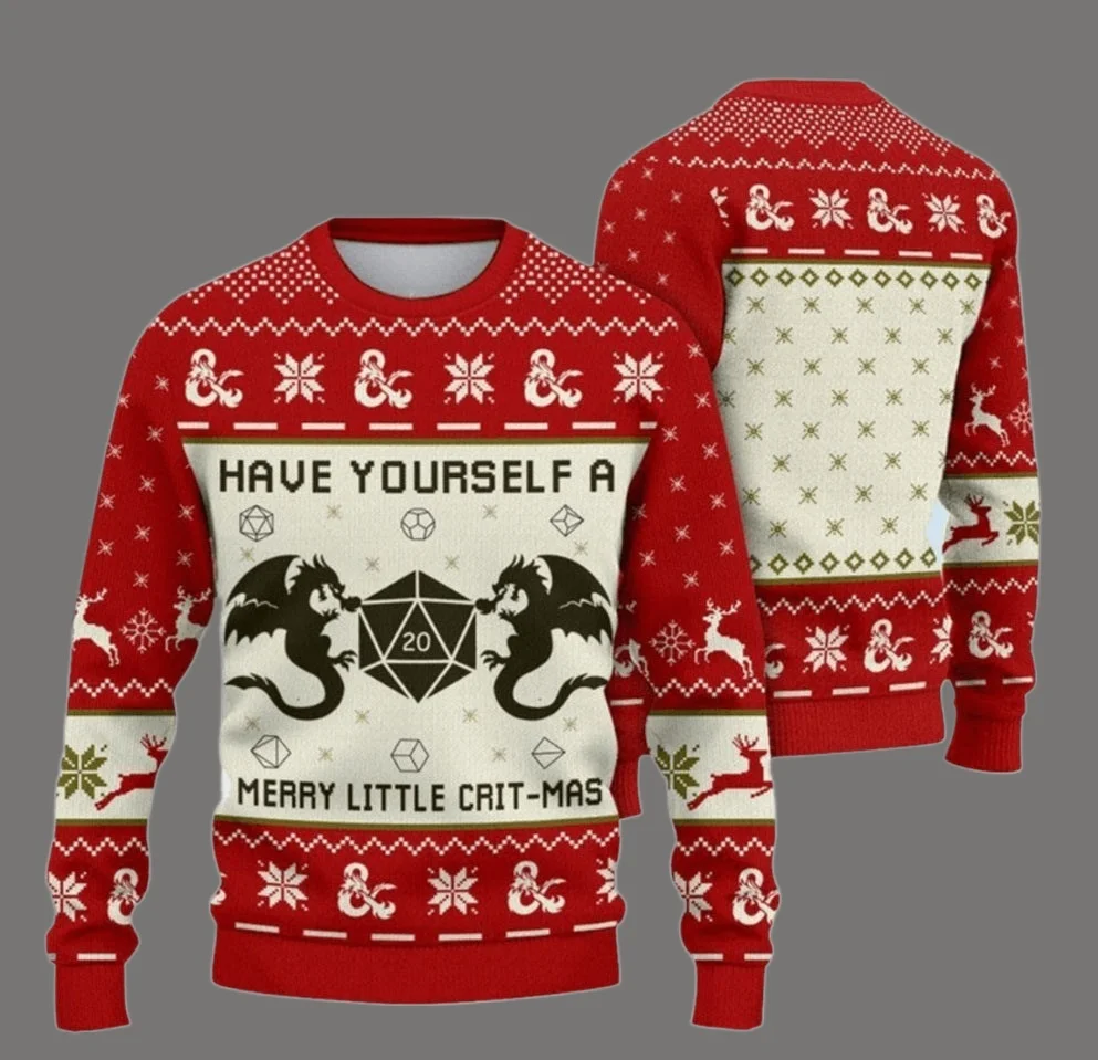 

«Веселое Рождество для мужчин и женщин подземелей и драконов! Уродливый рождественский свитер, подарки для пар, толстовки с капюшоном