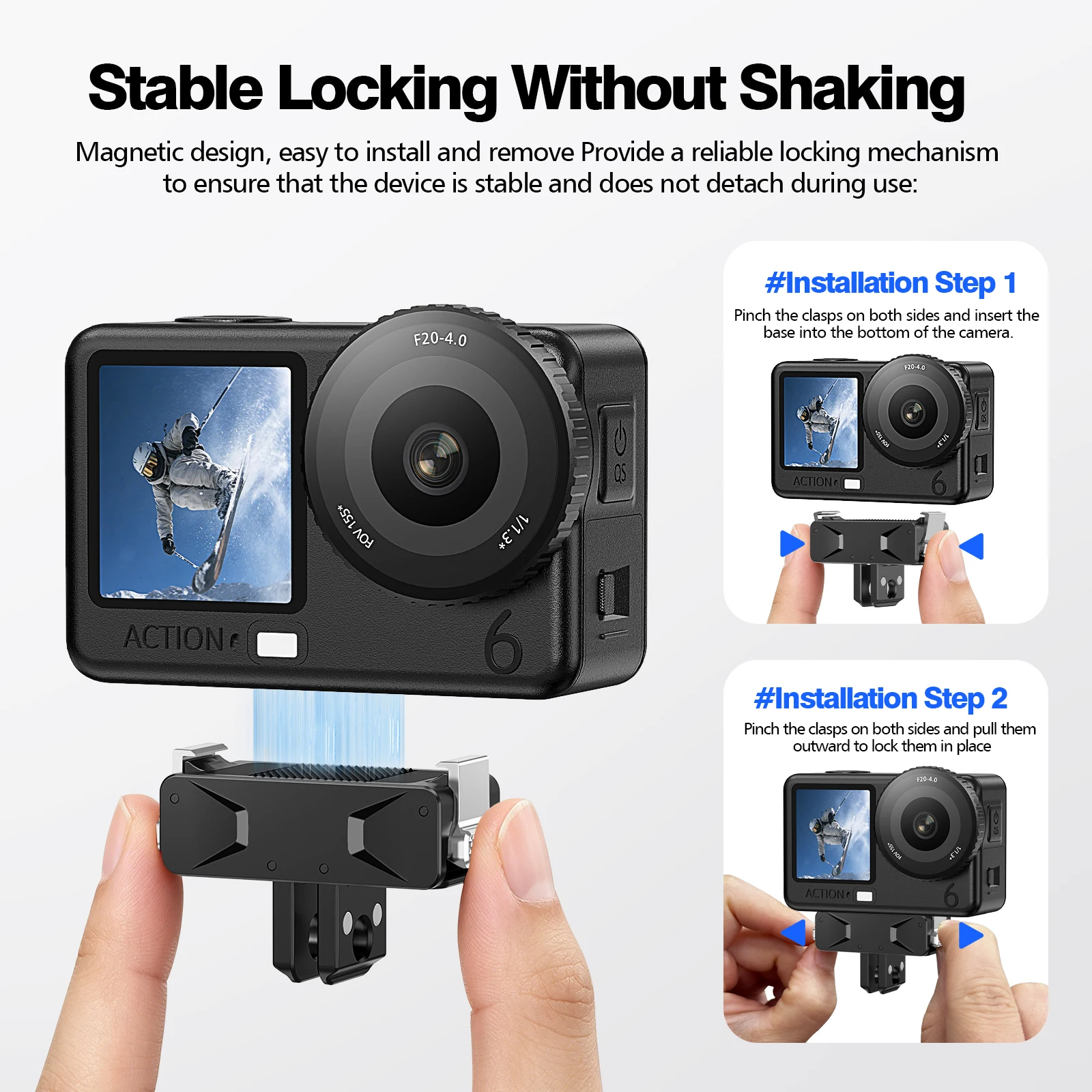 Für DJI Action 6 Magnetischer Adapter, faltbare Schnellwechselplatte, 1/4 Gewinde, Universalanschluss für DJI OSMO Nano Action 6 Zubehör – Detail 13