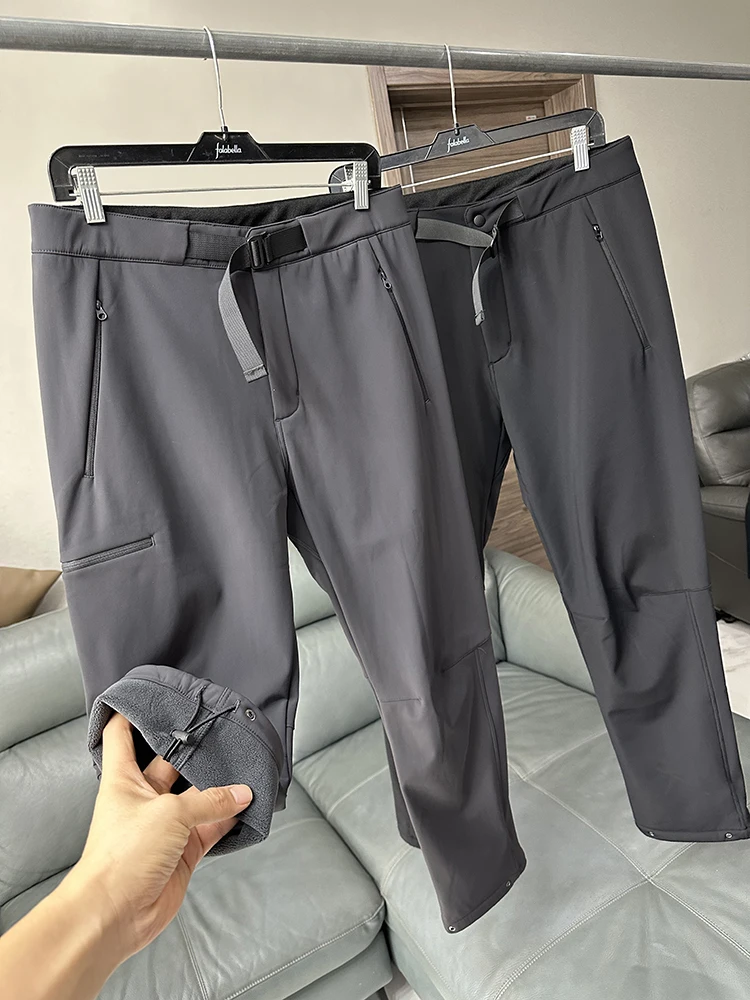 

Мужские уличные брюки на флисовой подкладке, ветрозащитные, повседневные, осенне-зимние, спортивные, водонепроницаемые, модные, прямого кроя