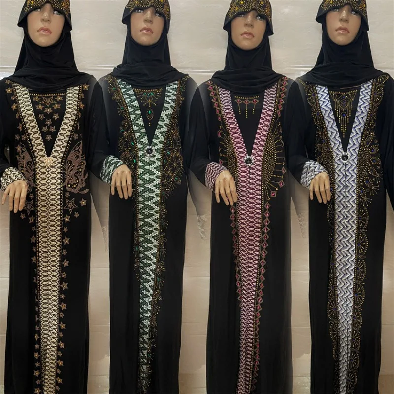 

Элегантное черное мусульманское платье больших размеров с поясом, приталенное, свободного кроя, длинная абайя, женская повседневная офисная одежда для работы