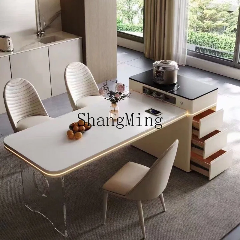 

CL Light Luxury Minimalist Island Dining Table Integrated Household Multifunctional Dining Board Small Apartment High-end