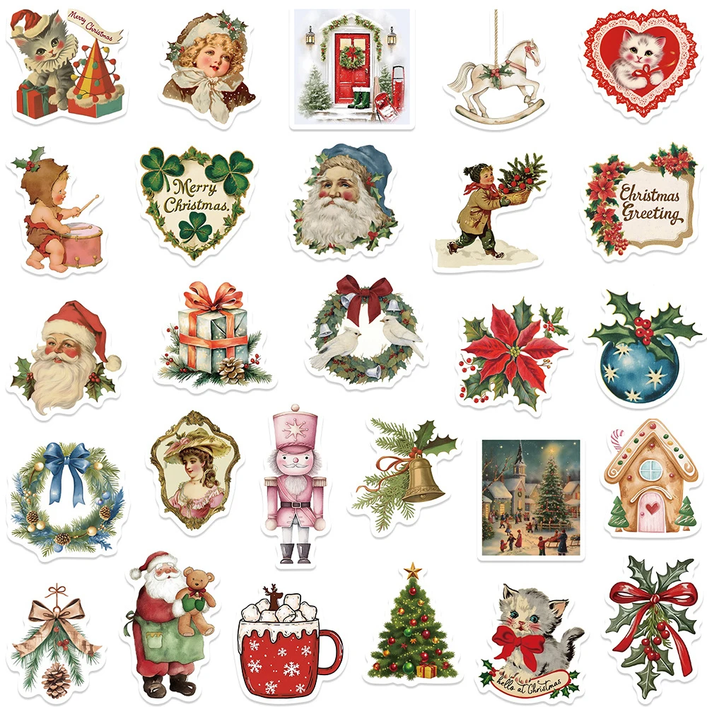 10/30/50 個ロマンチックなクリスマス漫画ステッカーレトロ美的アート落書きステッカー水筒電話ラップトップデカール卸売