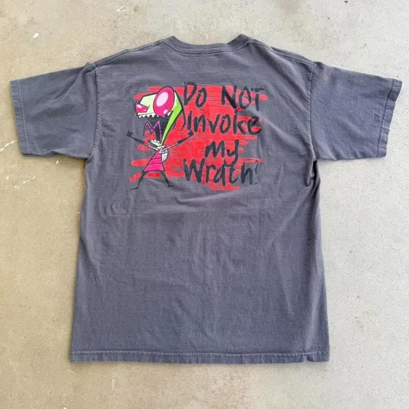 Y2K Invader Zim Do not invoke my wrath dark gray vintage cartoon graphic t shirt