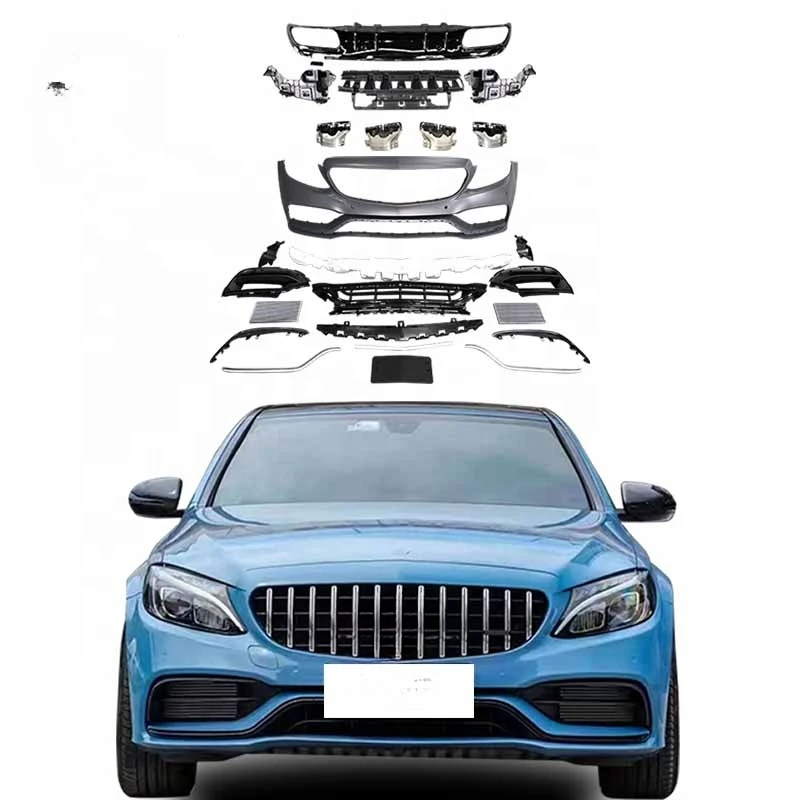 

High quality Simplified Bodykit For Mercedes W205 C class C43 upgrade C63s Amg 1:1 car bumpers Grille exhaust pipe rear lip